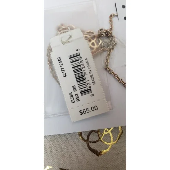 NWT Kendra Scott 16"  Elisa Gold Pendant Necklace Rose Gold Drusy W Dust Bag - Picture 9 of 9